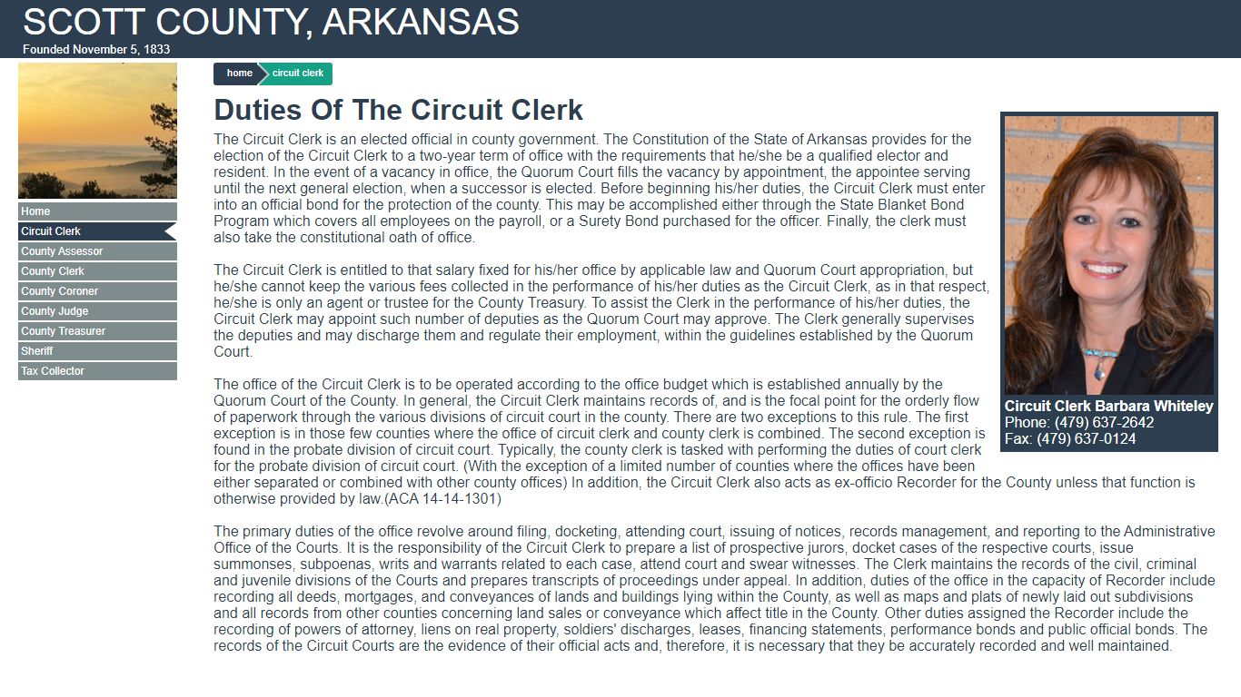 Circuit Clerk - Scott County, Arkansas